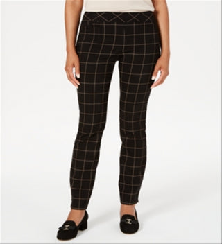 Charter Club Women's Windowpane Plaid Pants Black Size 10P