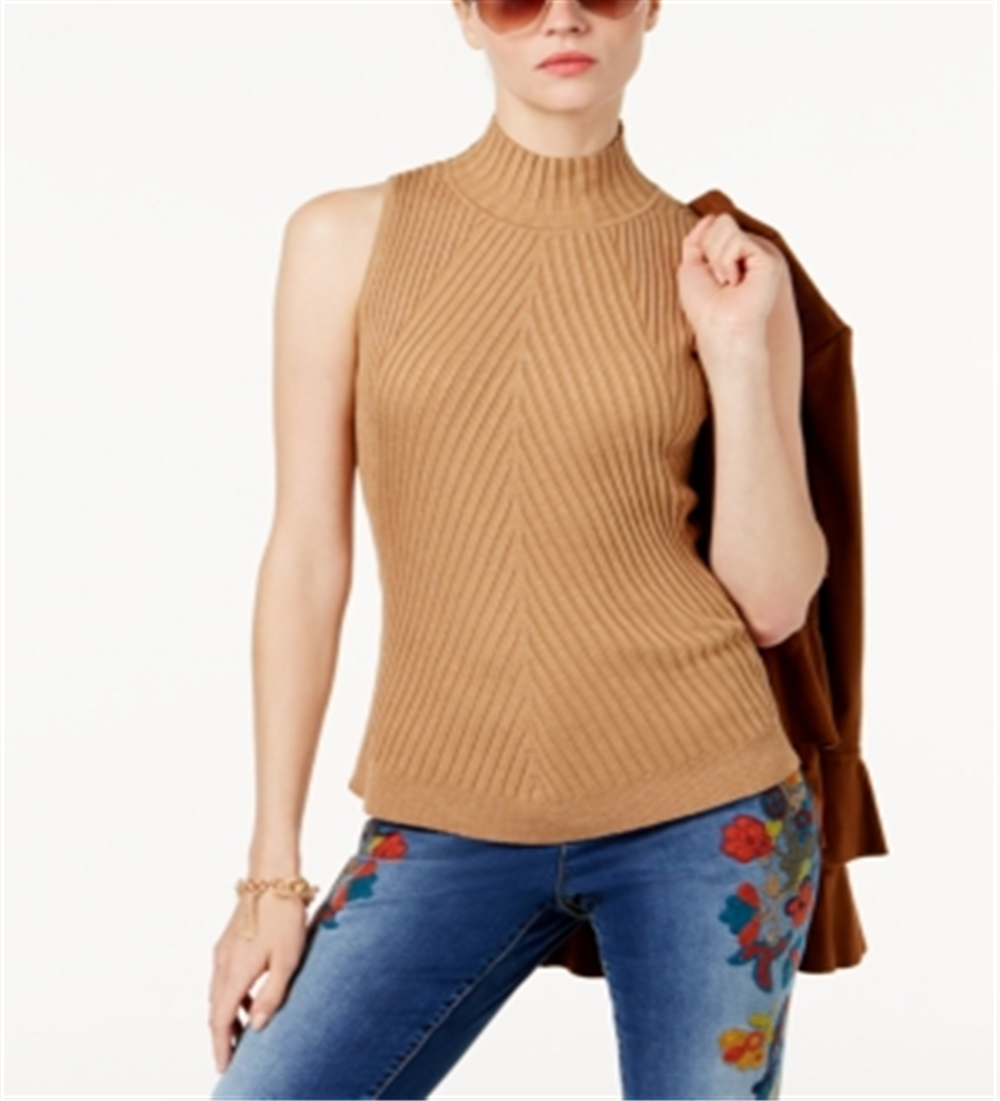 Suéter feminino com gola falsa INC International Concepts marrom tamanho pequeno