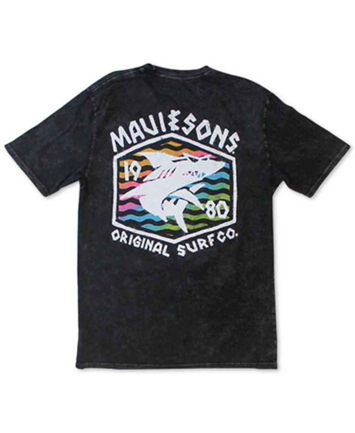 Camiseta masculina Maui and Sons Surf Thrasher com estampa gráfica e logotipo, preta, tamanho pequeno