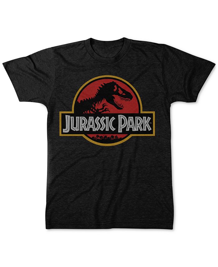 Camiseta masculina estampada Jurassic Park em algodão, tamanho grande, preta