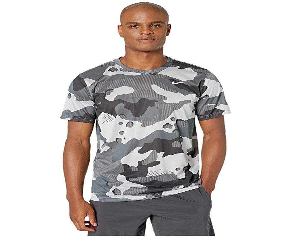Camiseta Nike Dri-fit Camo Training Masculina Cinza Tamanho P