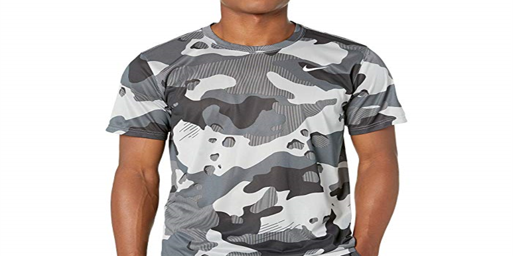 Camiseta Nike Dri-fit Camo Training Masculina Cinza Tamanho P
