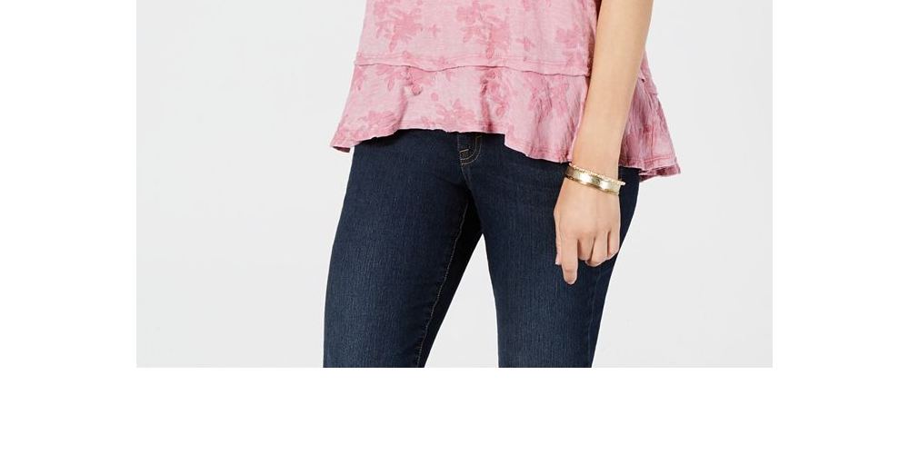 Blusa feminina estilo &amp; co com babados e estampa burnout - azul, tamanho GG