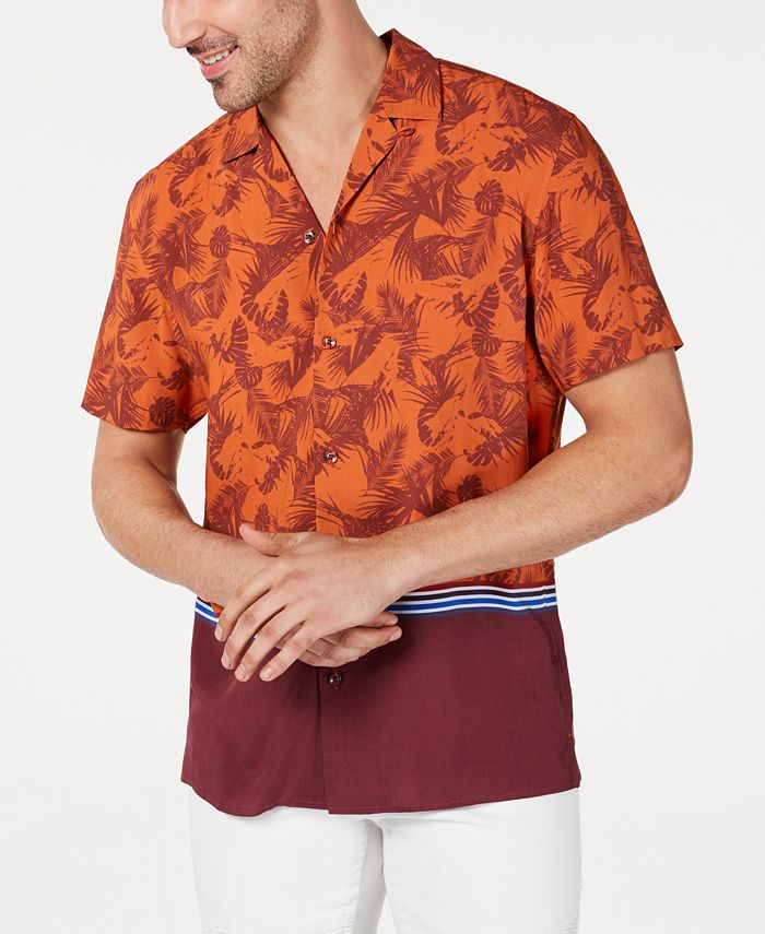 Camisa masculina Nico Camp com botões e técnica mista, laranja, tamanho XX-G, da INC International Concepts