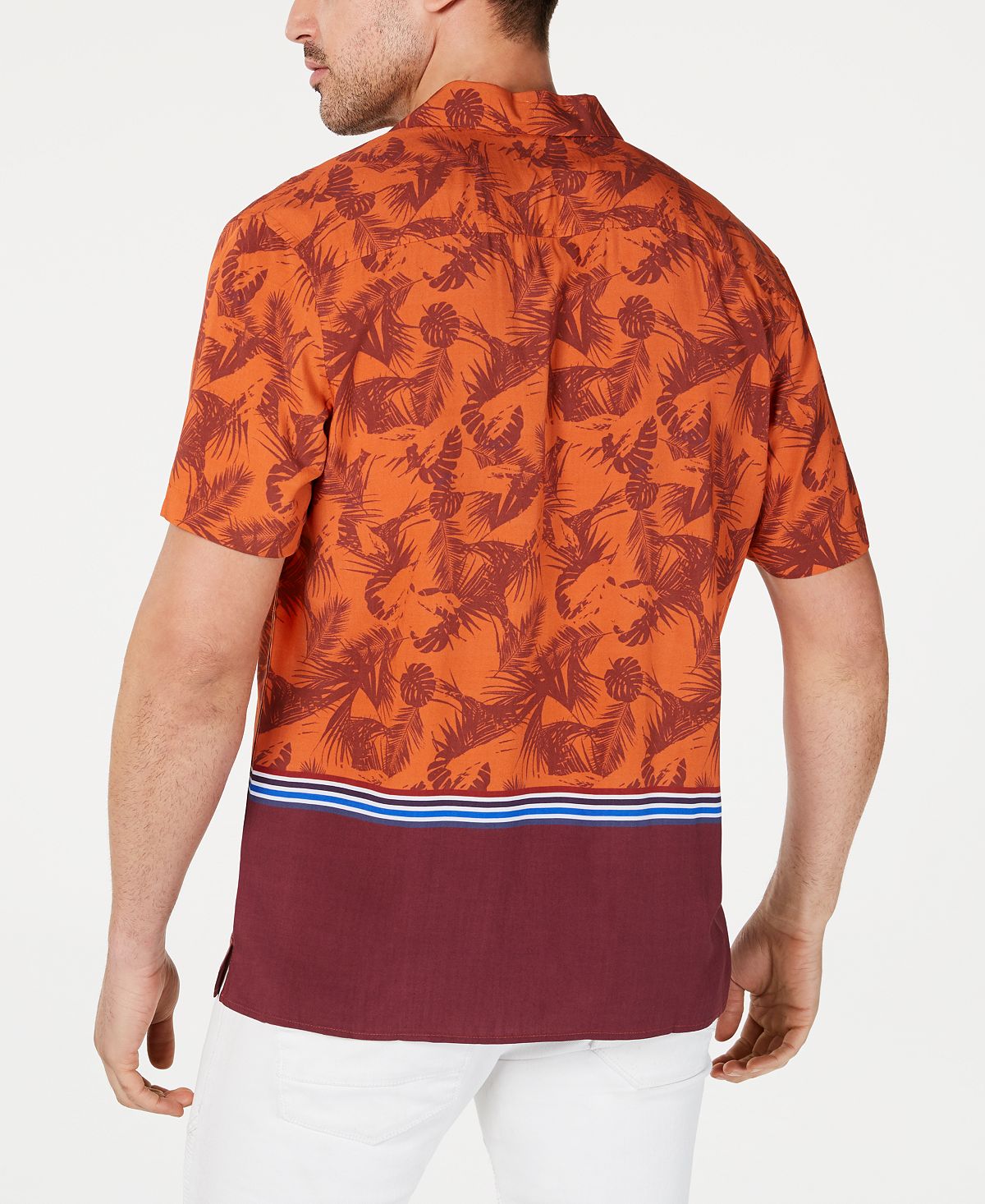 Camisa masculina Nico Camp com botões e técnica mista, laranja, tamanho XX-G, da INC International Concepts