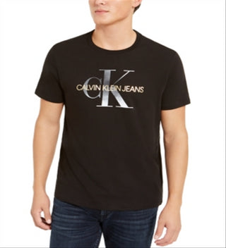Camiseta Calvin Klein Masculina Jeans com Logotipo Metálico em Algodão - Preta Tamanho XX-G