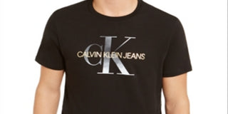 Camiseta Calvin Klein Masculina Jeans com Logotipo Metálico em Algodão - Preta Tamanho XX-G