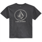 Camiseta masculina Volcom Corpo Push com estampa gráfica e logotipo, cinza, tamanho pequeno
