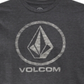 Camiseta masculina Volcom Corpo Push com estampa gráfica e logotipo, cinza, tamanho pequeno