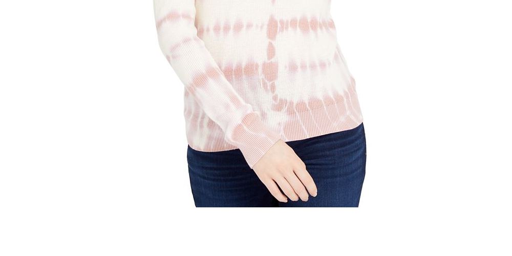 Suéter feminino de manga comprida com tie-dye INC International Concepts, rosa, tamanho pequeno