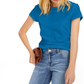 Blusa feminina de algodão com gola redonda, tamanho extragrande, azul, da INC International Concepts