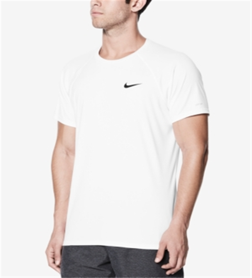 Camisa de natação Nike Hydroguard masculina, branca, tamanho P/P