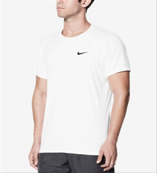 Camisa de natação Nike Hydroguard masculina, branca, tamanho P/P