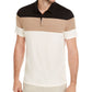 Camisa polo Alfani masculina com listras verticais e colorblock, marrom, tamanho pequeno