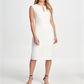 Vestido justo feminino DKNY com manga curta e comprimento até o joelho, branco, tamanho 12