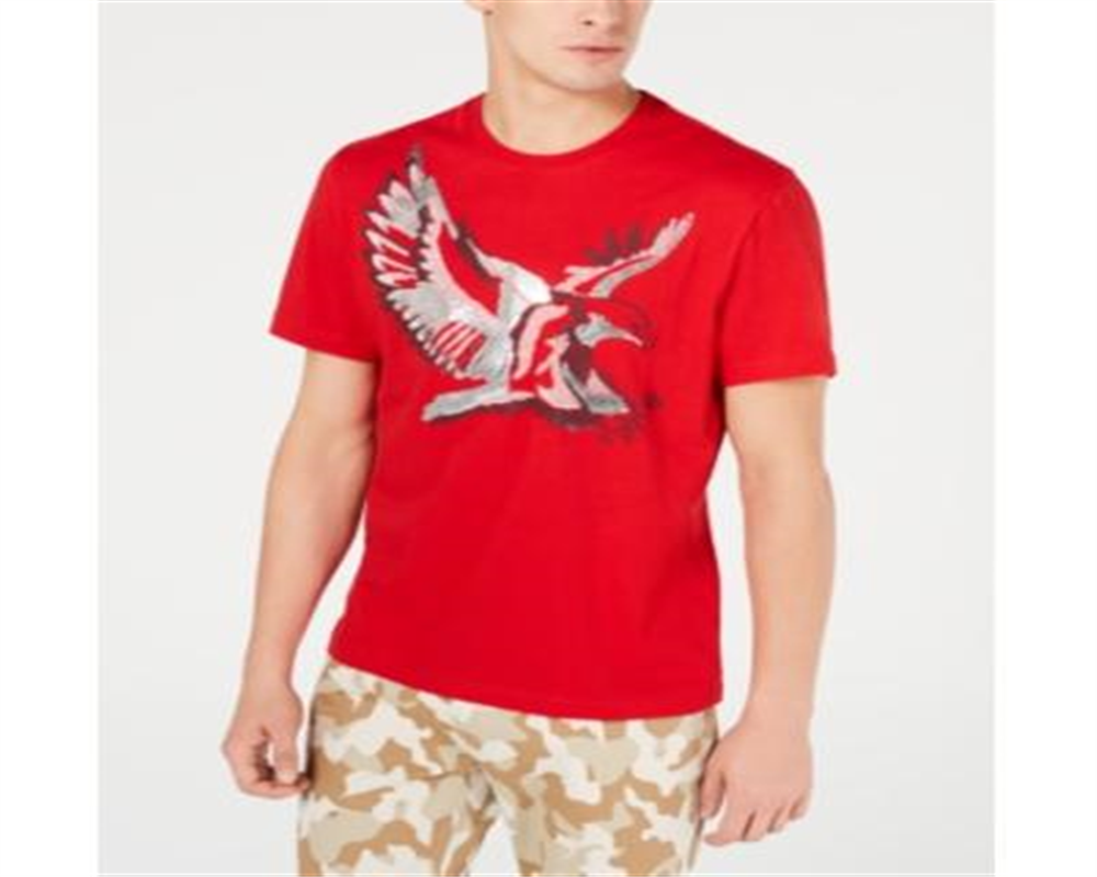 Camiseta masculina com estampa de pássaro metálico da INC International Concepts, vermelha, tamanho médio
