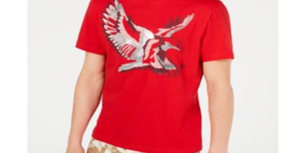 Camiseta masculina com estampa de pássaro metálico da INC International Concepts, vermelha, tamanho médio