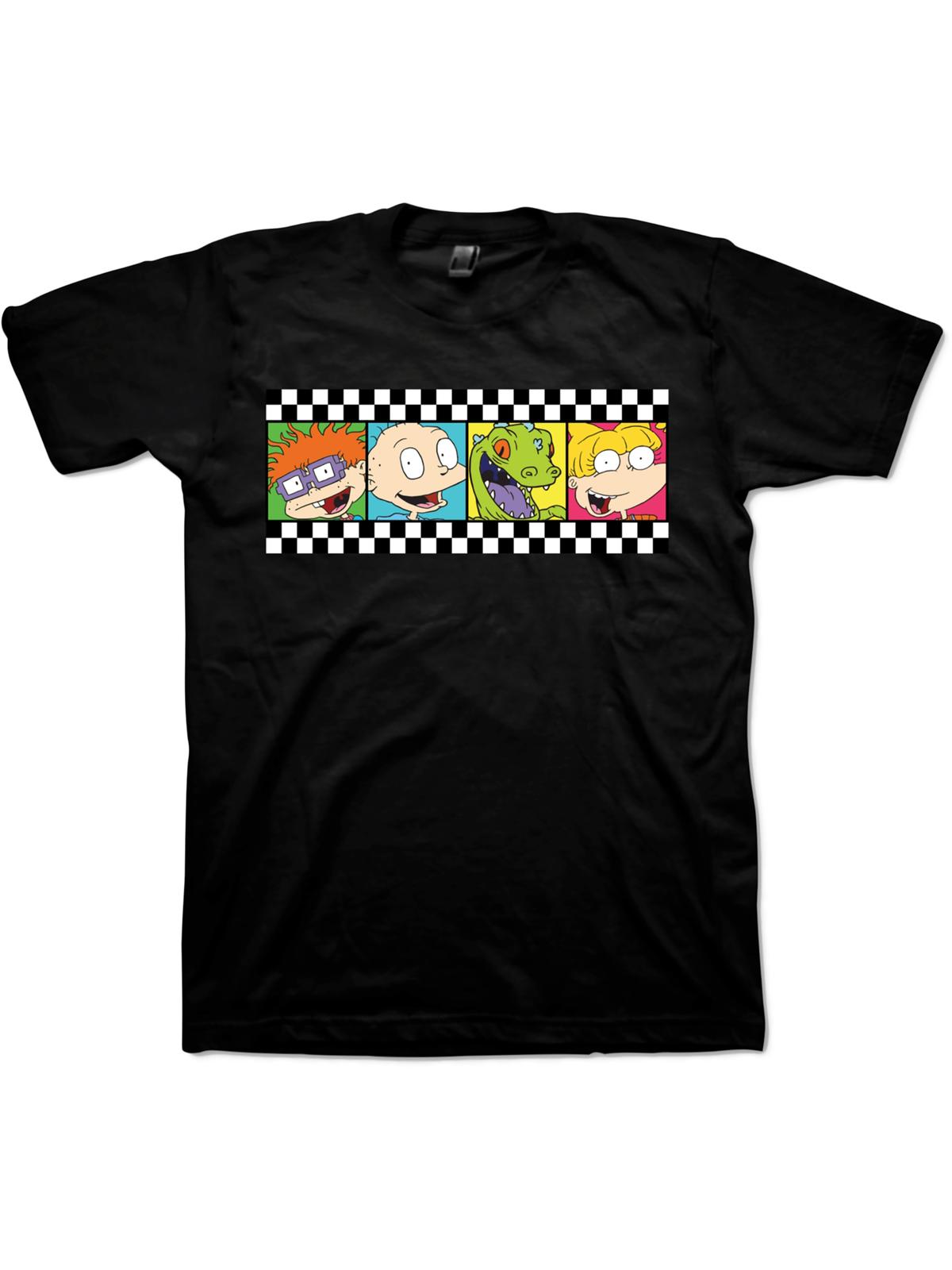 Camiseta gráfica de manga curta masculina Nickelodeon Rugrats Cotton, tamanho médio, preta