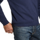 Suéter masculino vintage à prova de intempéries com acabamento canelado e gola V, azul, tamanho médio