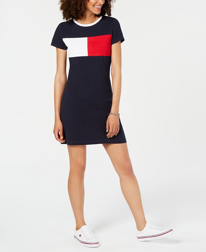 Vestido camiseta com logo feminino Tommy Hilfiger azul marinho tamanho extragrande