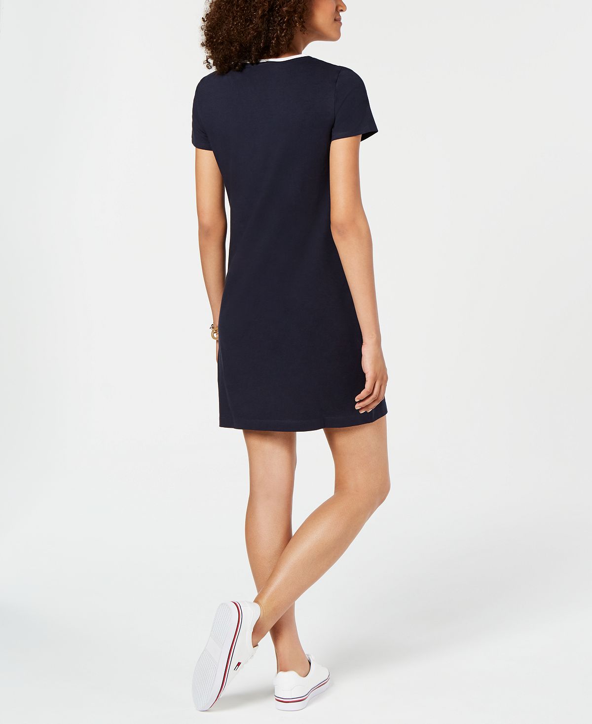 Vestido camiseta com logo feminino Tommy Hilfiger azul marinho tamanho extragrande