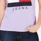 Camiseta Tommy Hilfiger Feminina de Algodão com Logotipo Bordado Roxa Tamanho P