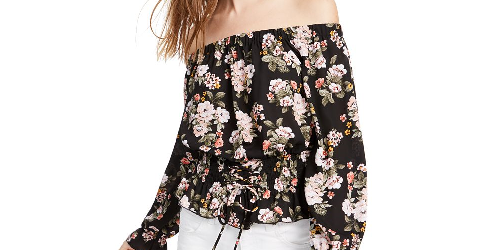 Blusa de ombro caído Ultra Flirt Junior, preta, tamanho grande