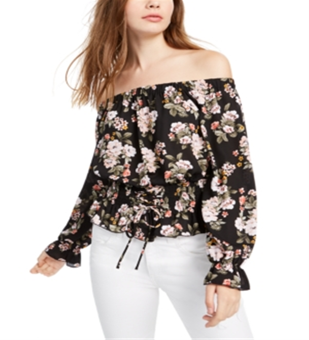 Blusa de ombro caído Ultra Flirt Junior, preta, tamanho grande