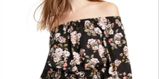 Ultra Flirt Junior's Smocked Off the Shoulder Top Black Size Large