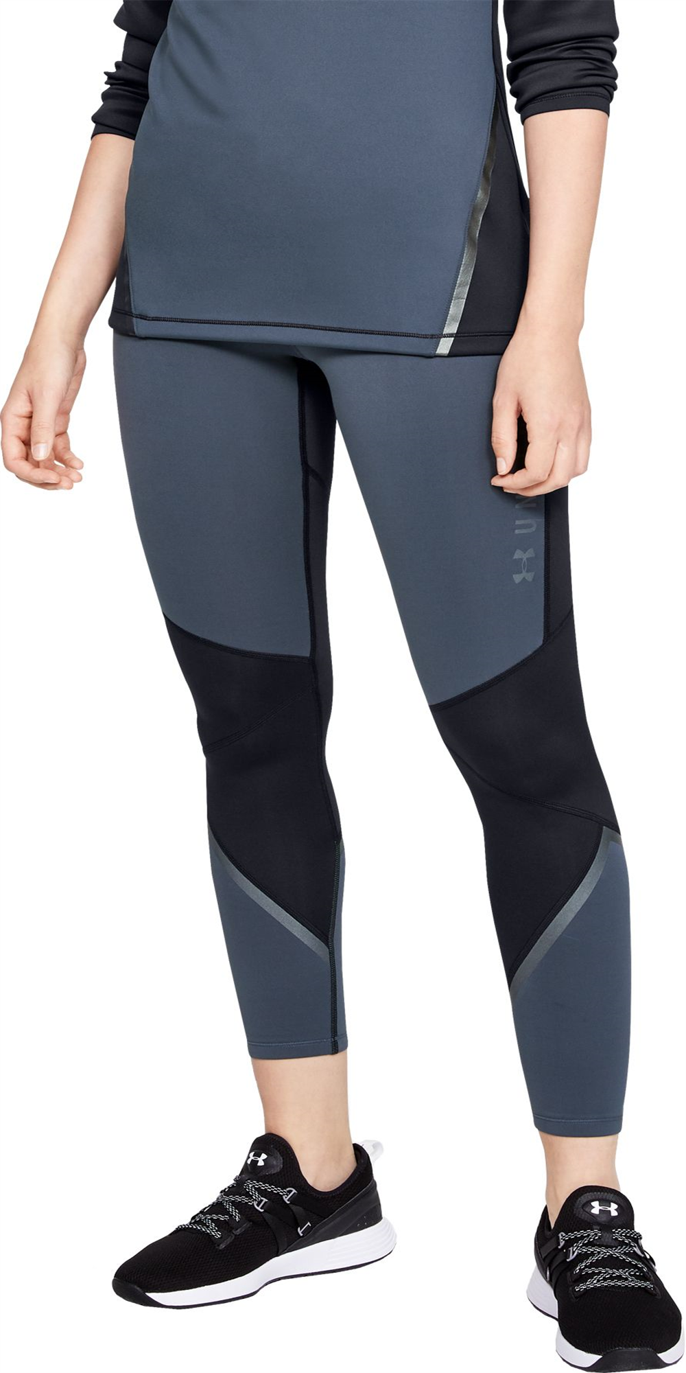 Calça legging feminina Under Armour Coldgear Armour Hi Rise Graphic, preta, tamanho médio