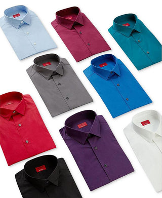 Camisa social masculina Alfani Spectrum Slim Fit com botões, vermelha, tamanho 16"-16,5" gola 34"-35" manga.