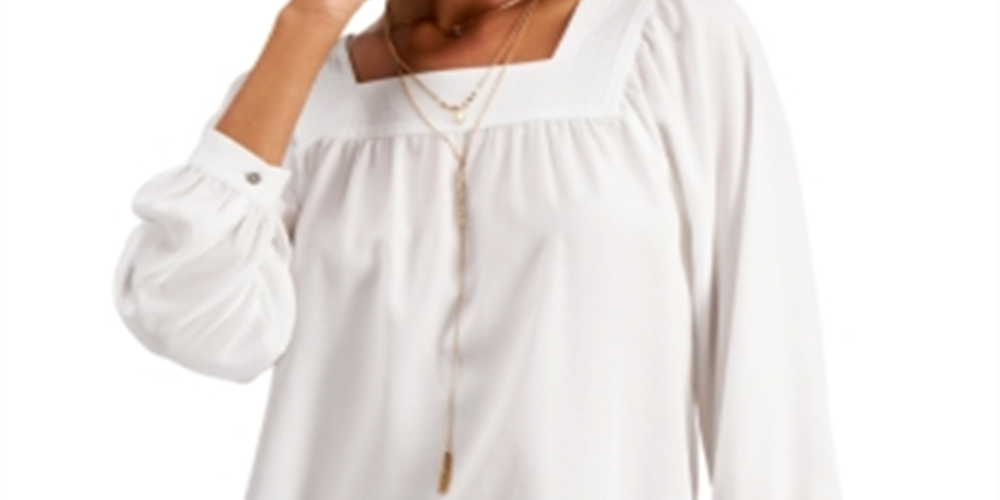 Top feminino com decote quadrado estilo &amp; co, branco, tamanho pequeno