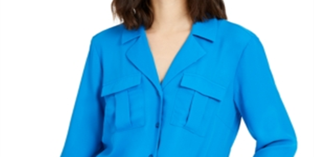 Camisa feminina com amarração frontal da INC International Concepts, azul, tamanho XX-G