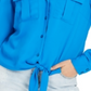 Camisa feminina com amarração frontal da INC International Concepts, azul, tamanho XX-G
