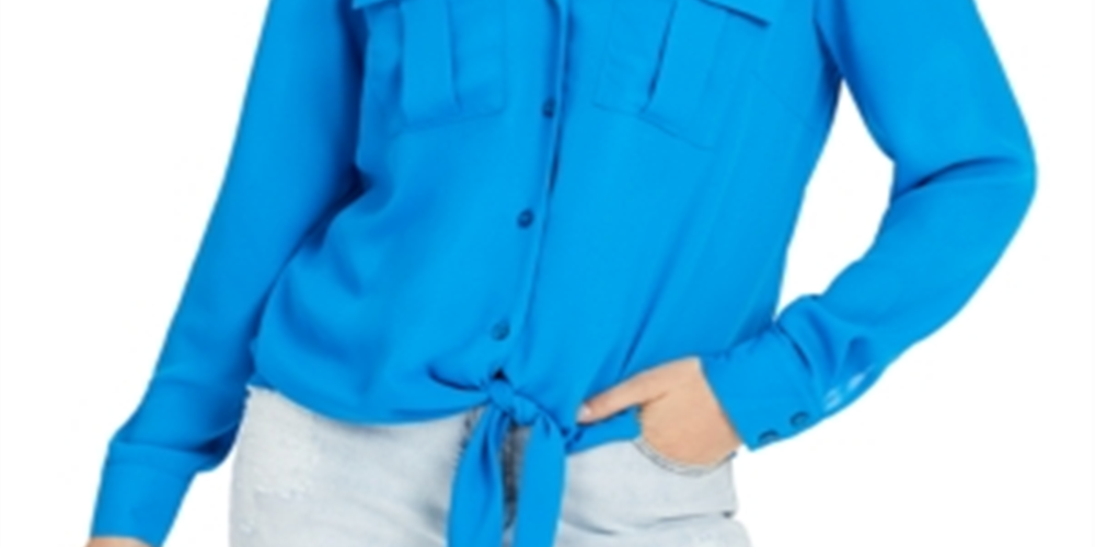 Camisa feminina com amarração frontal da INC International Concepts, azul, tamanho XX-G