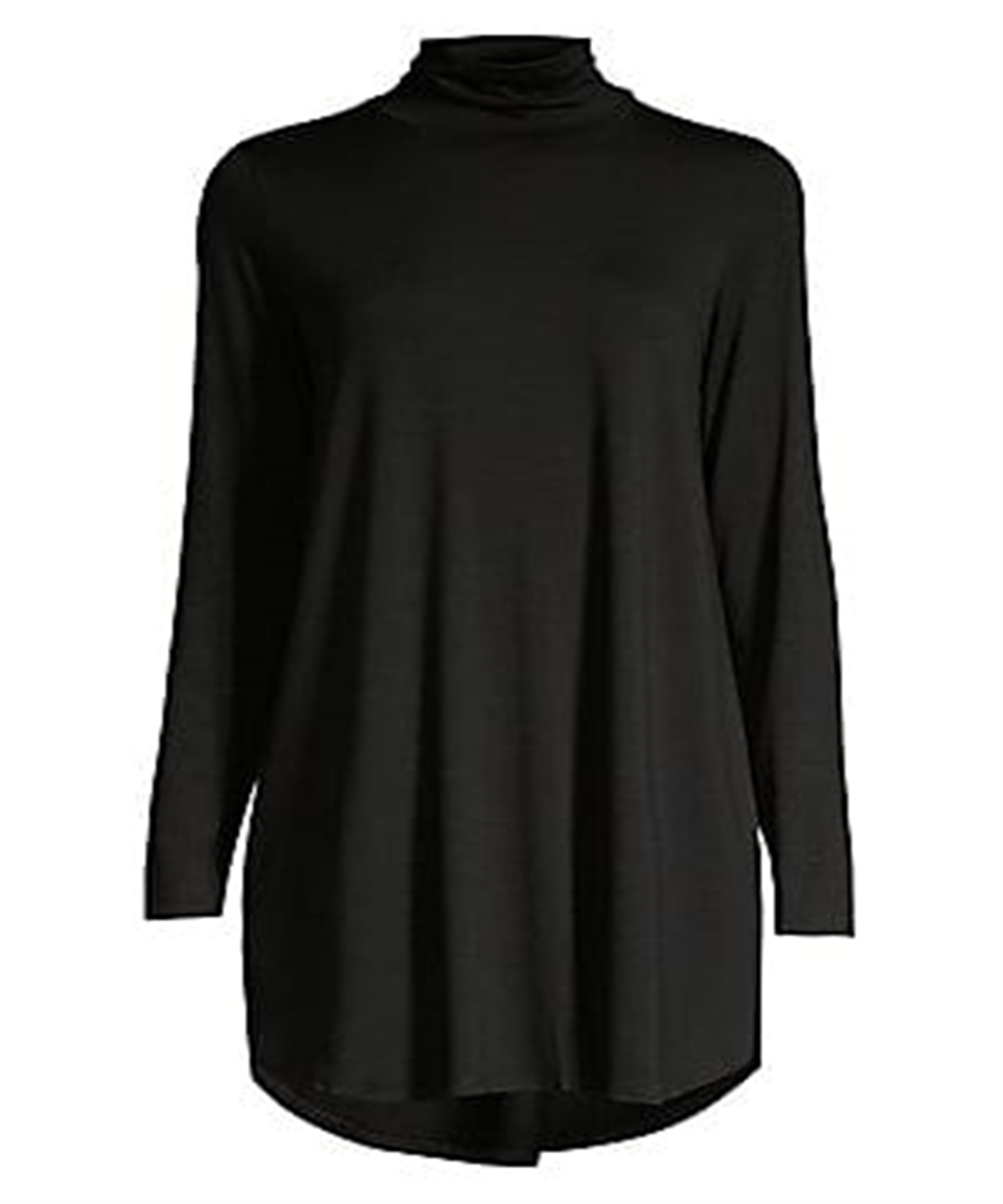 Túnica feminina Eileen Fisher com gola alta e mistura de tencel, preta, tamanho XX-S