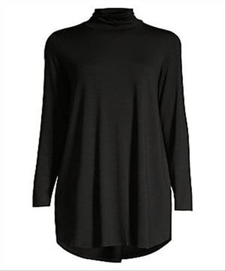 Eileen Fisher Women's Tencel Blend Turtleneck Tunic Top Black Size XX-Small