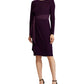 Vestido Ralph Lauren Feminino Manga Longa com Acabamento em Cetim Roxo Tamanho 6 Petite
