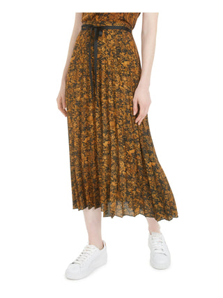 Saia plissada sanfonada MIDI Bar III feminina, tamanho médio, amarela