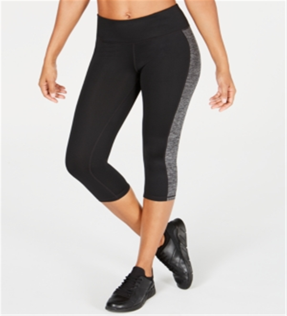 Leggings cropped femininas Ideology Colorblocked, pretas, tamanho XL 
