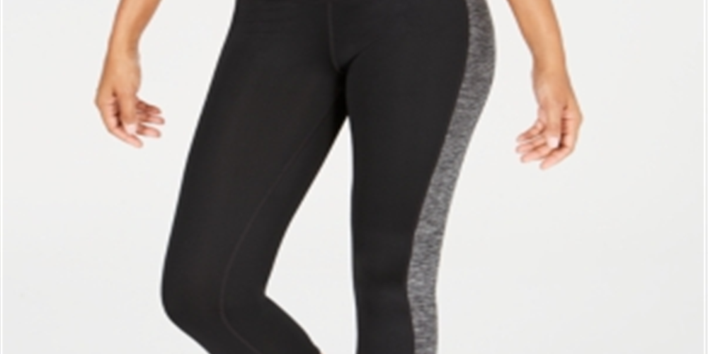 Leggings cropped femininas Ideology Colorblocked, pretas, tamanho XL 