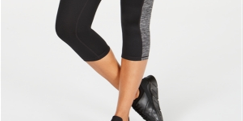 Leggings cropped femininas Ideology Colorblocked, pretas, tamanho XL 