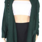 Cardigan feminino plus size com tachas na frente, verde, tamanho 2X