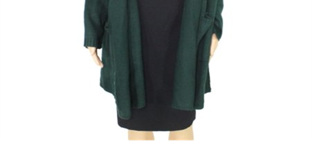 Cardigan feminino plus size com tachas na frente, verde, tamanho 2X