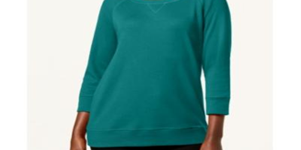 Karen Scott Top esportivo feminino com decote redondo, verde, tamanho XX-G