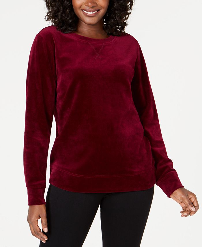 Moletom de veludo feminino Karen Scott, roxo, tamanho G