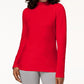 Blusa de gola alta feminina Karen Scott de algodão, azul, tamanho P