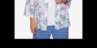 Alfred Dunner The Summer Wind Top em camadas feminino, branco, vários tamanhos, pequeno, extragrande