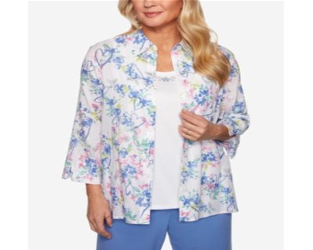 Alfred Dunner The Summer Wind Top em camadas feminino, branco, vários tamanhos, pequeno, extragrande