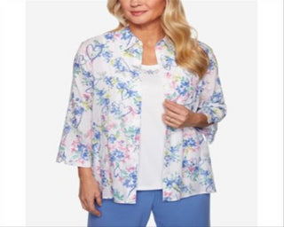 Alfred Dunner The Summer Wind Top em camadas feminino, branco, vários tamanhos, pequeno, extragrande